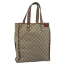 GUCCI GG Supreme Web Sherry Line Tote Bag PVC Beige Goud Rood 211135 Auth 166626-1
