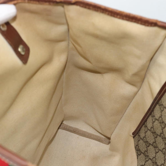 GUCCI GG Supreme Web Sherry Line Tote Bag PVC Beige Goud Rood 211135 Auth 166626
