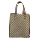 GUCCI GG Supreme Web Sherry Line Tote Bag PVC Beige Gold Red 211135 Auth 166626-2