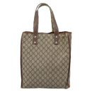 GUCCI GG Supreme Web Sherry Line Tote Bag PVC Beige Goud Rood 211135 Auth 166626-2