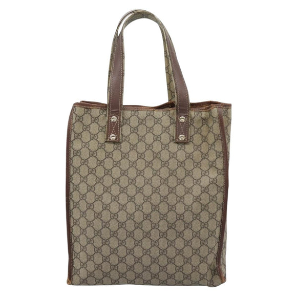 GUCCI GG Supreme Web Sherry Line Tote Bag PVC Beige Goud Rood 211135 Auth 166626