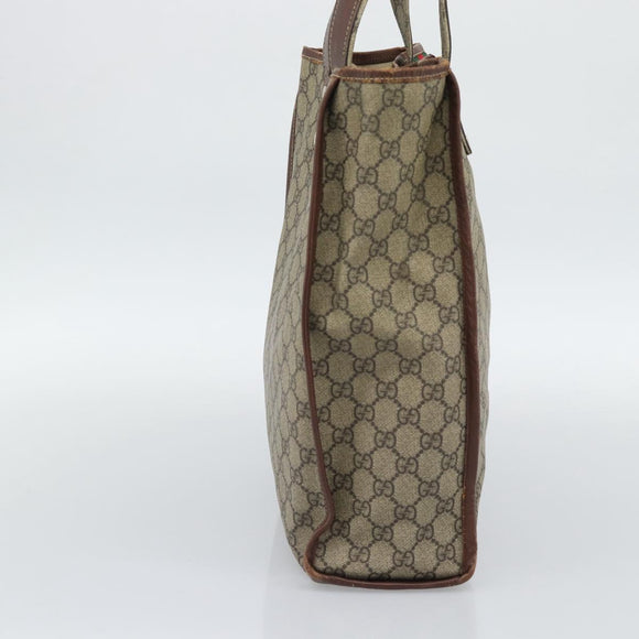 GUCCI GG Supreme Web Sherry Line Tote Bag PVC Beige Goud Rood 211135 Auth 166626