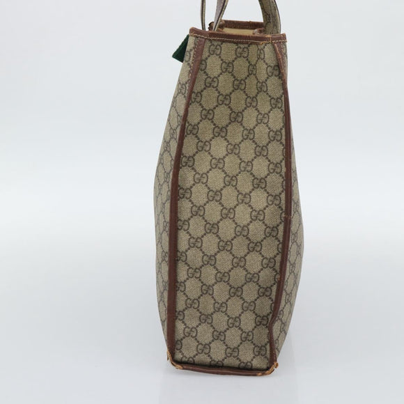 GUCCI GG Supreme Web Sherry Line Tote Bag PVC Beige Goud Rood 211135 Auth 166626