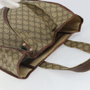 GUCCI GG Supreme Web Sherry Line Tote Bag PVC Beige Gold Red 211135 Auth 166626-6