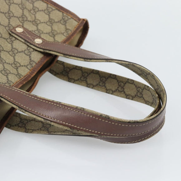 GUCCI GG Supreme Web Sherry Line Tote Bag PVC Beige Goud Rood 211135 Auth 166626