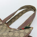 GUCCI GG Supreme Web Sherry Line Tote Bag PVC Beige Goud Rood 211135 Auth 166626-8
