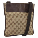 GUCCI GG Canvas Shoulder Bag Beige Silver 27639 Auth 166628-1