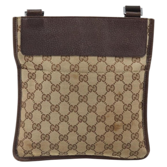 GUCCI GG Canvas Shoulder Bag Beige Silver 27639 Auth 166628