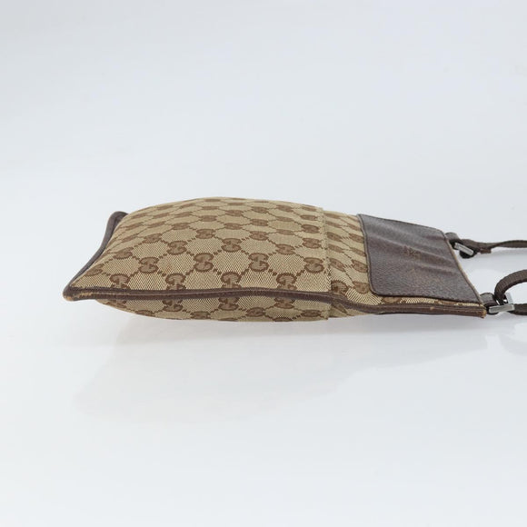 GUCCI GG Canvas Shoulder Bag Beige Silver 27639 Auth 166628