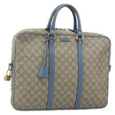 GUCCI GG Supreme Business Bag PVC Beige Gold 208463 Auth 166629-1