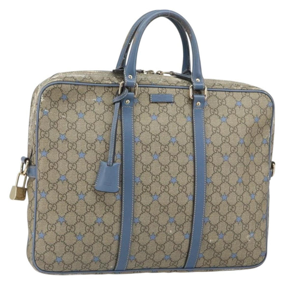 GUCCI GG Supreme Business Bag PVC Beige Gold 208463 Auth 166629