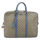 GUCCI GG Supreme Business Bag PVC Beige Gold 208463 Auth 166629-13