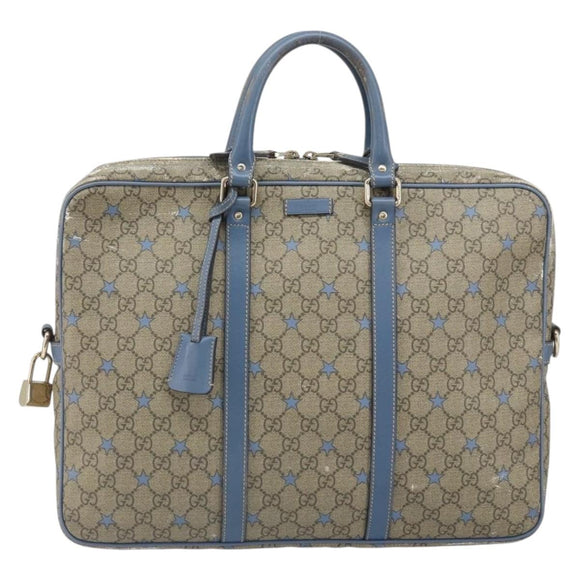 GUCCI GG Supreme Business Bag PVC Beige Gold 208463 Auth 166629