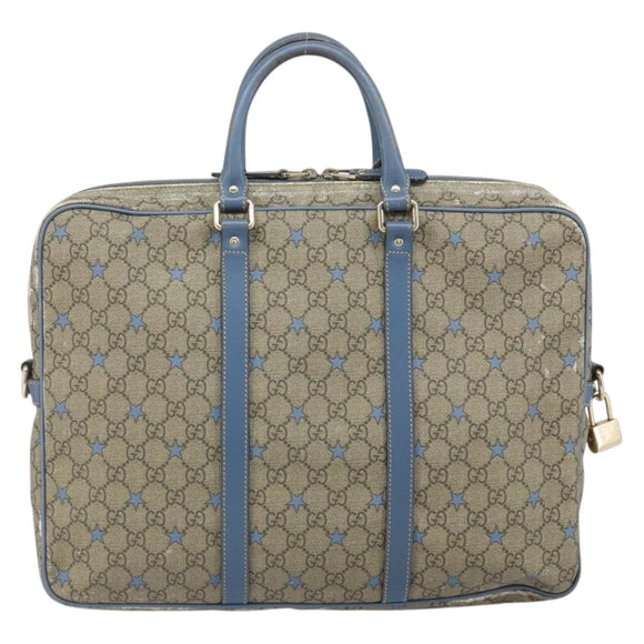 GUCCI GG Supreme Business Bag PVC Beige Gold 208463 Auth 166629