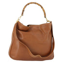 GUCCI Bamboo Hand Bag Leather 2way Brown Gold 001 1577 2615 Auth 166632-1