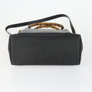 GUCCI Bamboo Hand Bag Leather 2way Black Gold 002 3754 0508 Auth 166633-11