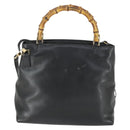 GUCCI Bamboo Hand Bag Leather 2way Black Gold 002 3754 0508 Auth 166633-3
