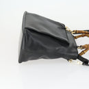 GUCCI Bamboo Hand Bag Leather 2way Black Gold 002 3754 0508 Auth 166633-4