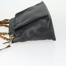 GUCCI Bamboo Hand Bag Leather 2way Black Gold 002 3754 0508 Auth 166633-5