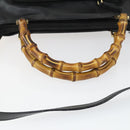 GUCCI Bamboo Hand Bag Leather 2way Black Gold 002 3754 0508 Auth 166633-9