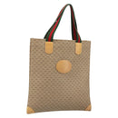GUCCI Micro GG Supreme Web Sherry Line Tote Bag PVC Beige 02 37 1300 Auth 166634-1