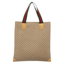 GUCCI Micro GG Supreme Web Sherry Line Tote Bag PVC Beige 02 37 1300 Auth 166634-2
