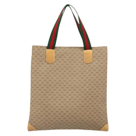 GUCCI Micro GG Supreme Web Sherry Line Tote Bag PVC Beige 02 37 1300 Auth 166634 - 0