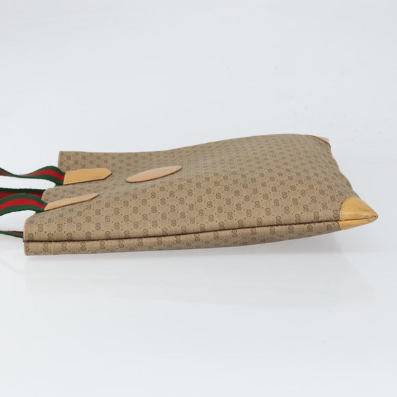 GUCCI Micro GG Supreme Web Sherry Line Tote Bag PVC Beige 02 37 1300 Auth 166634