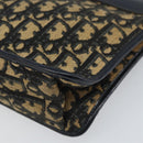 Christian Dior Trotter Canvas Clutch Bag Navy Gold Auth 166635-15