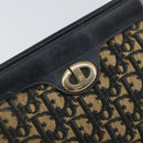 Christian Dior Trotter Canvas Clutch Bag Navy Gold Auth 166635-8