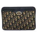 Christian Dior Trotter Canvas Clutch Bag Navy Gold Auth 166635-13