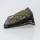 Christian Dior Trotter Canvas Clutch Bag Navy Gold Auth 166635-4