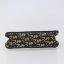 Christian Dior Trotter Canvas Clutch Bag Navy Gold Auth 166635-6