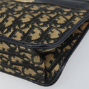 Christian Dior Trotter Canvas Clutch Bag Navy Gold Auth 166635-7