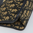 Christian Dior Trotter Canvas Clutch Bag Navy Gold Auth 166635-14