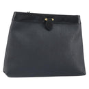 Christian Dior Trotter Canvas Clutch Bag Black Gold Auth 166636-1