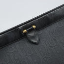 Christian Dior Trotter Canvas Clutch Bag Black Gold Auth 166636-12