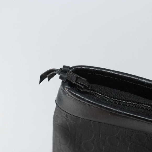 Christian Dior Trotter Canvas Clutch Bag Black Gold Auth 166636