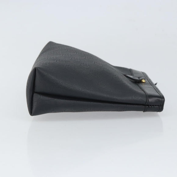 Christian Dior Trotter Canvas Clutch Bag Black Gold Auth 166636