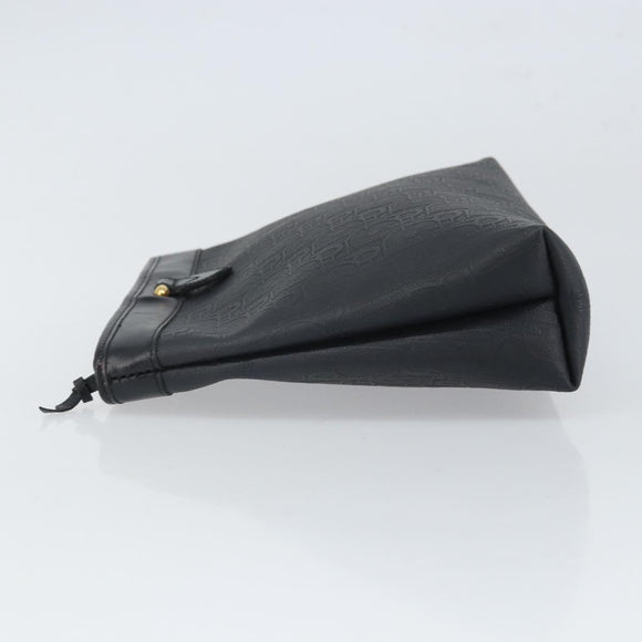 Christian Dior Trotter Canvas Clutch Bag Black Gold Auth 166636