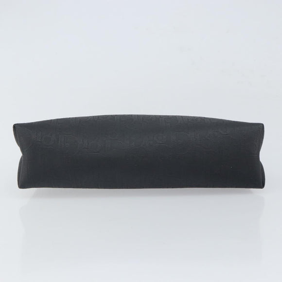 Christian Dior Trotter Canvas Clutch Bag Black Gold Auth 166636