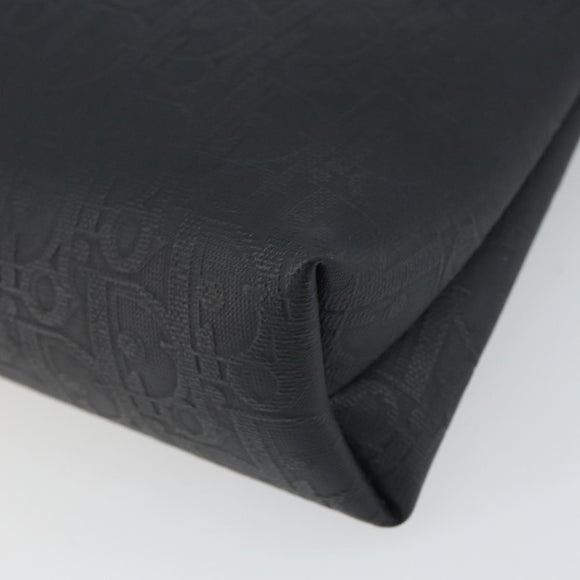 Christian Dior Trotter Canvas Clutch Bag Black Gold Auth 166636