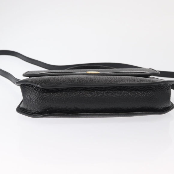Christian Dior Hand Bag Leather 2way Black Gold Auth 166637