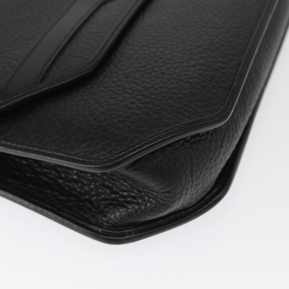 Christian Dior Hand Bag Leather 2way Black Gold Auth 166637