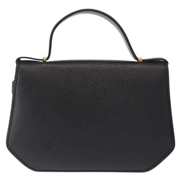 Christian Dior Hand Bag Leather 2way Black Gold Auth 166637
