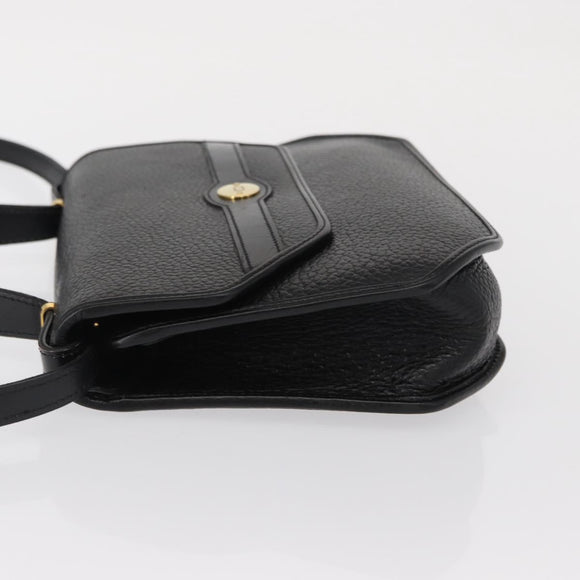 Christian Dior Hand Bag Leather 2way Black Gold Auth 166637