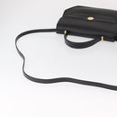 Christian Dior Hand Bag Leather 2way Black Gold Auth 166637-9