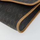 Christian Dior Honeycomb Canvas Shoulder Bag PVC Black Gold Auth 166639-9