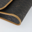 Christian Dior Honeycomb Canvas Shoulder Bag PVC Black Gold Auth 166639-14