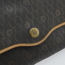 Christian Dior Honeycomb Canvas Shoulder Bag PVC Black Gold Auth 166639-17